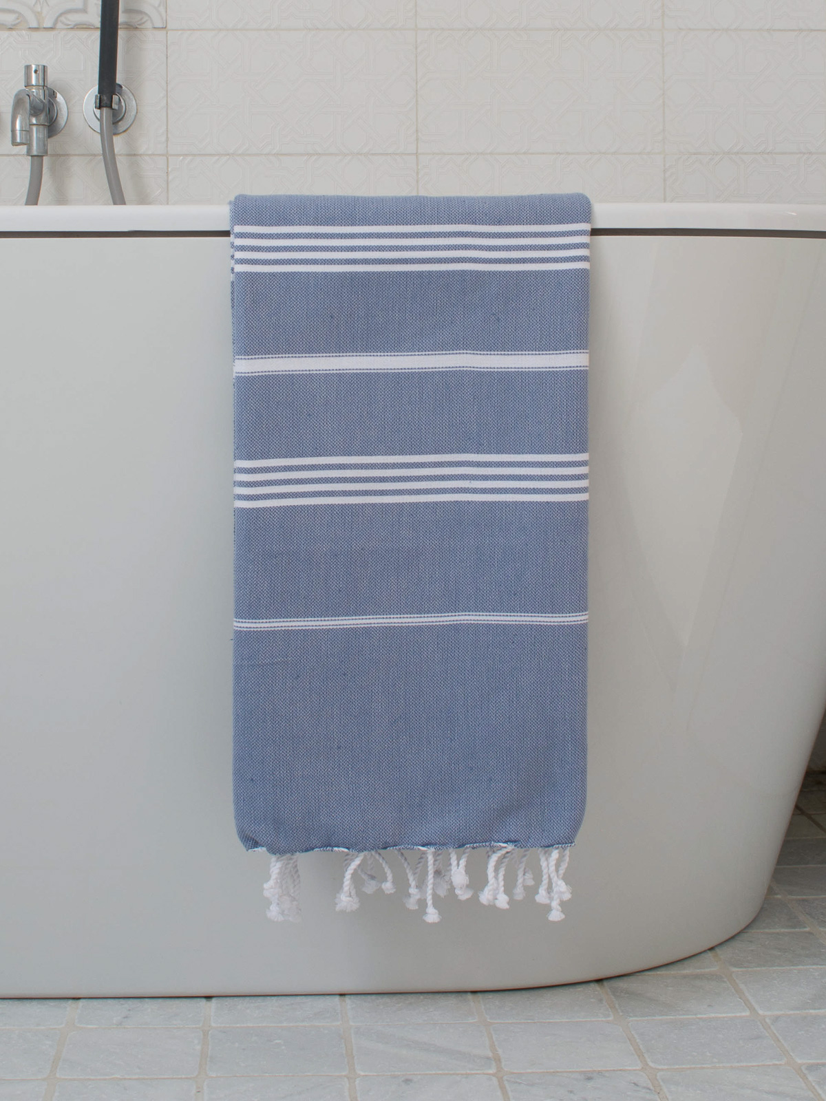 hammam towel steel blue/white